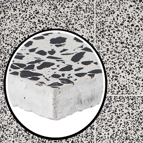 Close Out - Marmi Terrazzo Tinos Black and White 16x16 Polished Terrazzo Tile