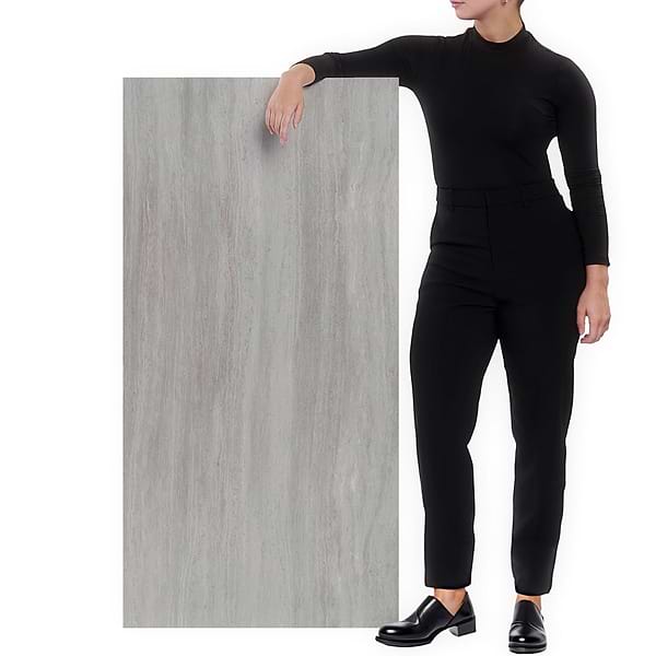 Zenit Grigio Chiaro Gray 24x48 Travertine Look Matte Porcelain Tile