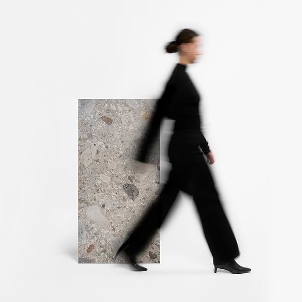 Norr 2.0 Earth Gray 24x48 Terrazzo Look Matte Porcelain Tile