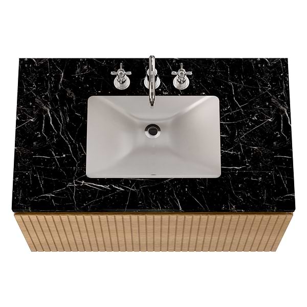 KIT - Melrose White Ash 36" Single Vanity with Nero Marquina Marble Top