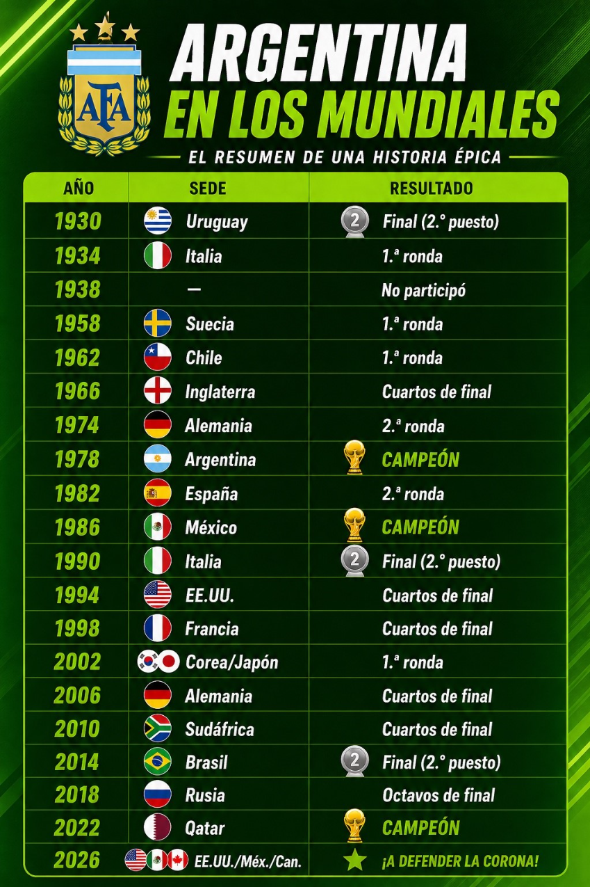 participación de Argentina en los mundiales FIFA