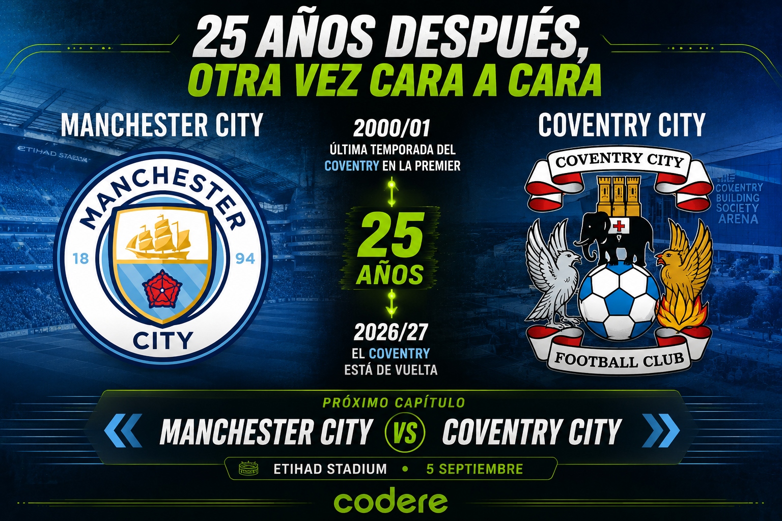 infografía de Manchester City vs Coventry Premier League 2026