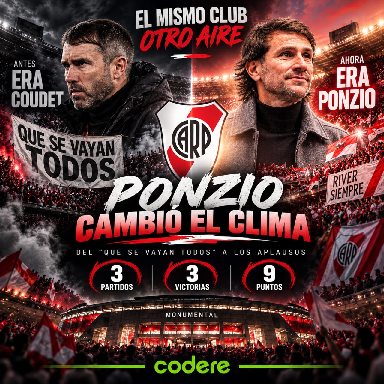ponmzio y sus números antes del River vs Huracán