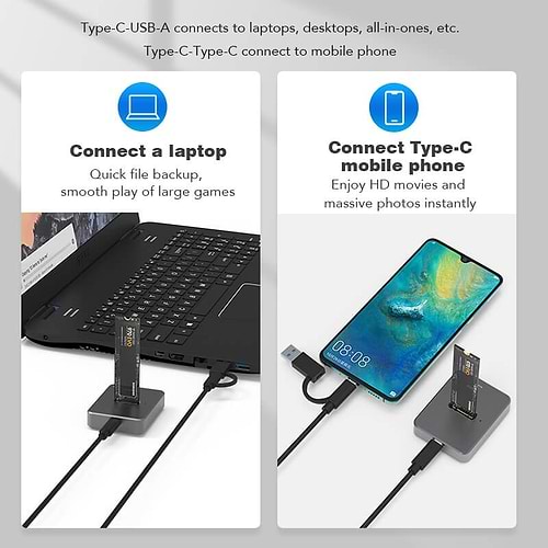 תחנת עגינה 10Gbps לכונן SATA + NVME SSD M.2 בחיבור USB-C