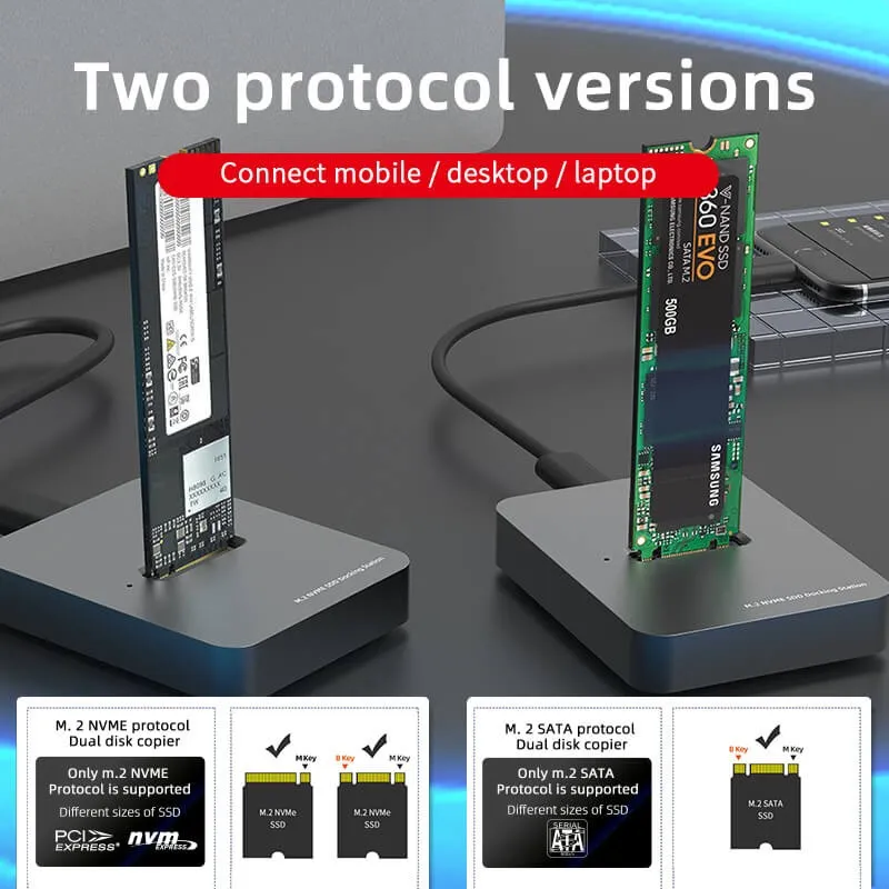 תחנת עגינה 10Gbps לכונן NVME SSD M.2 בחיבור USB-C