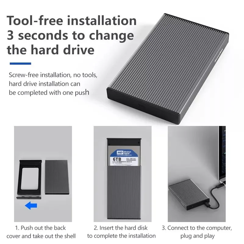 מארז חיצוני USB3.2 10G לכונן SATA 2.5'' אלומינים USB C