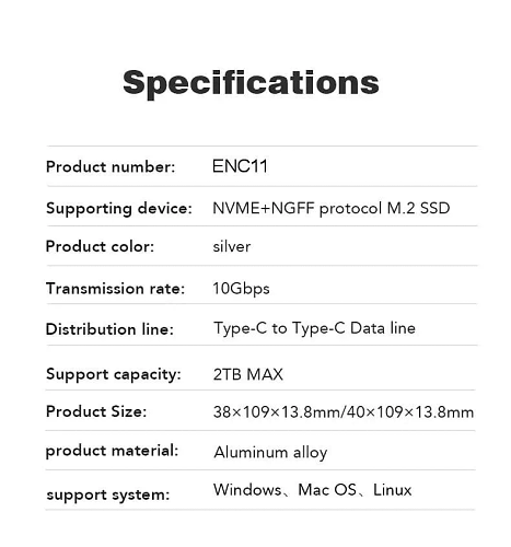 מארז חיצוני 10Gbps לכונן SATA / NVME SSD M.2 בחיבור USB-C/A