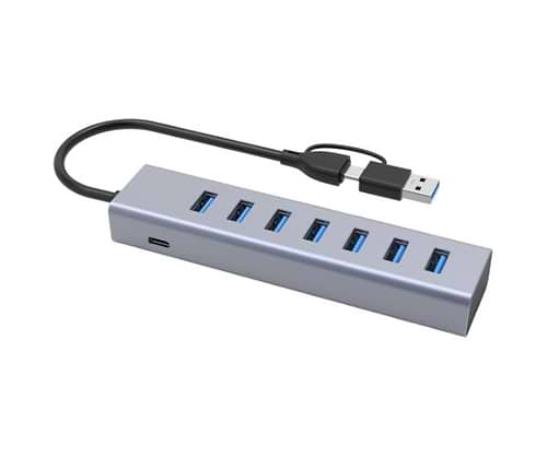 מפצל Solid HB437 7-in-one USB3.0X7 Plus PD 5V 3A