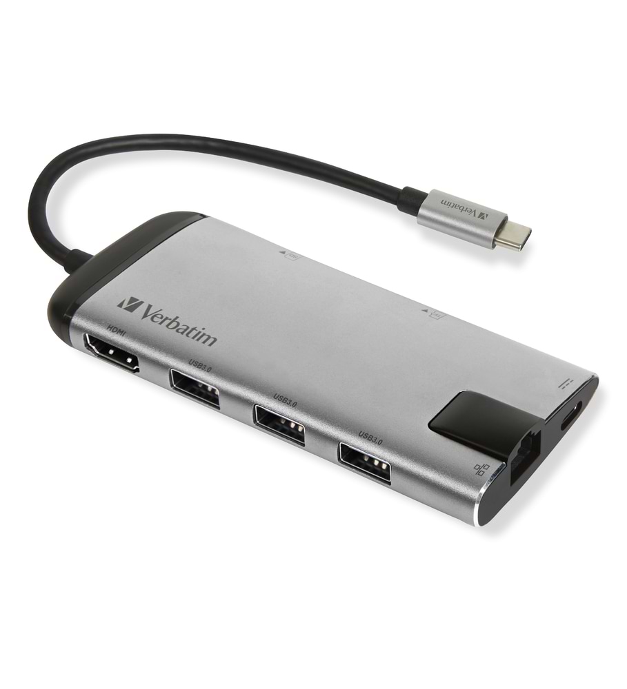 מתאם Verbatim USB-C MULTIPORT HUB USB 3.1 GEN 1/USB 3.0x3 /HDMI /SDH