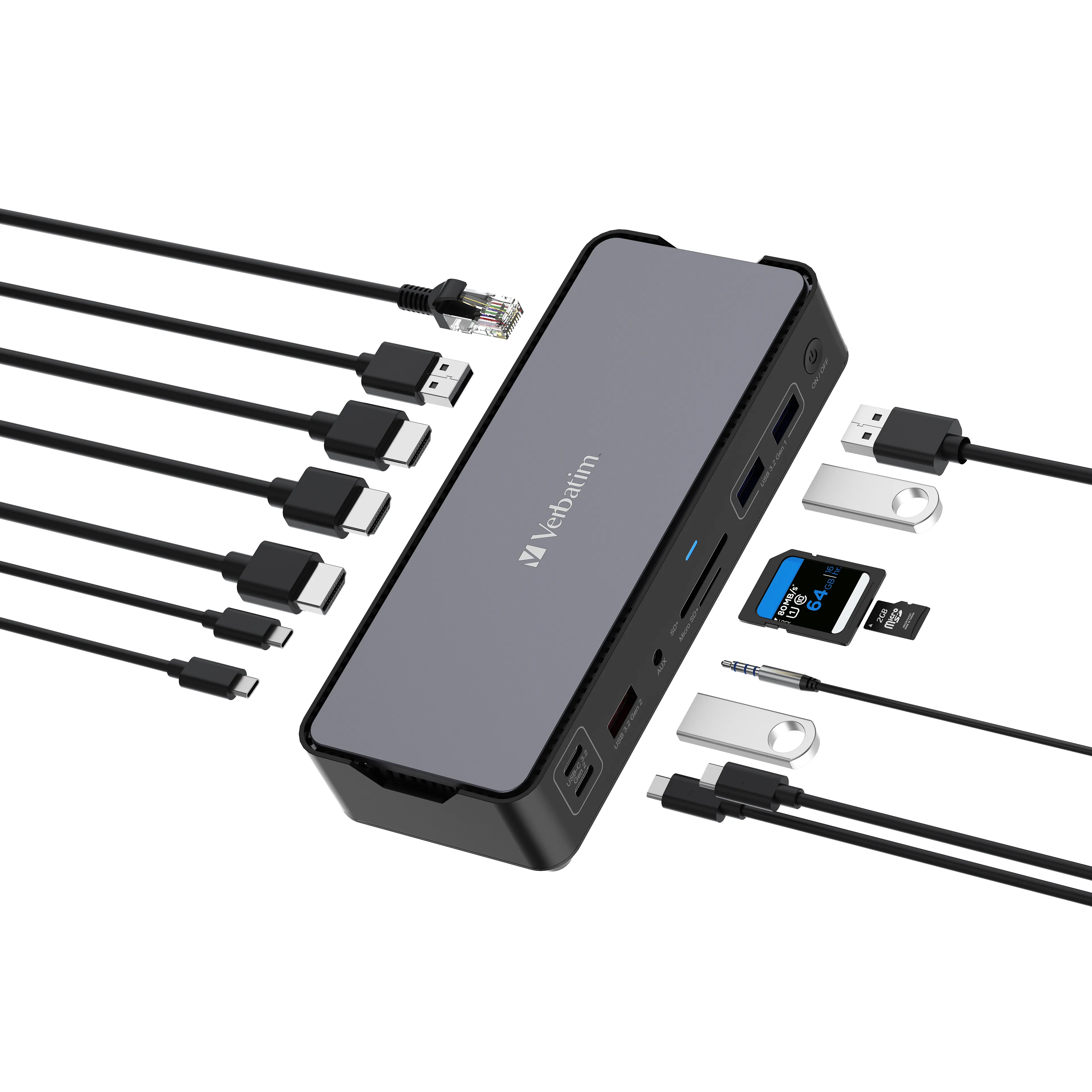 תחנת עגינה Verbatim USB-C Pro Docking Station 15 Ports 32171