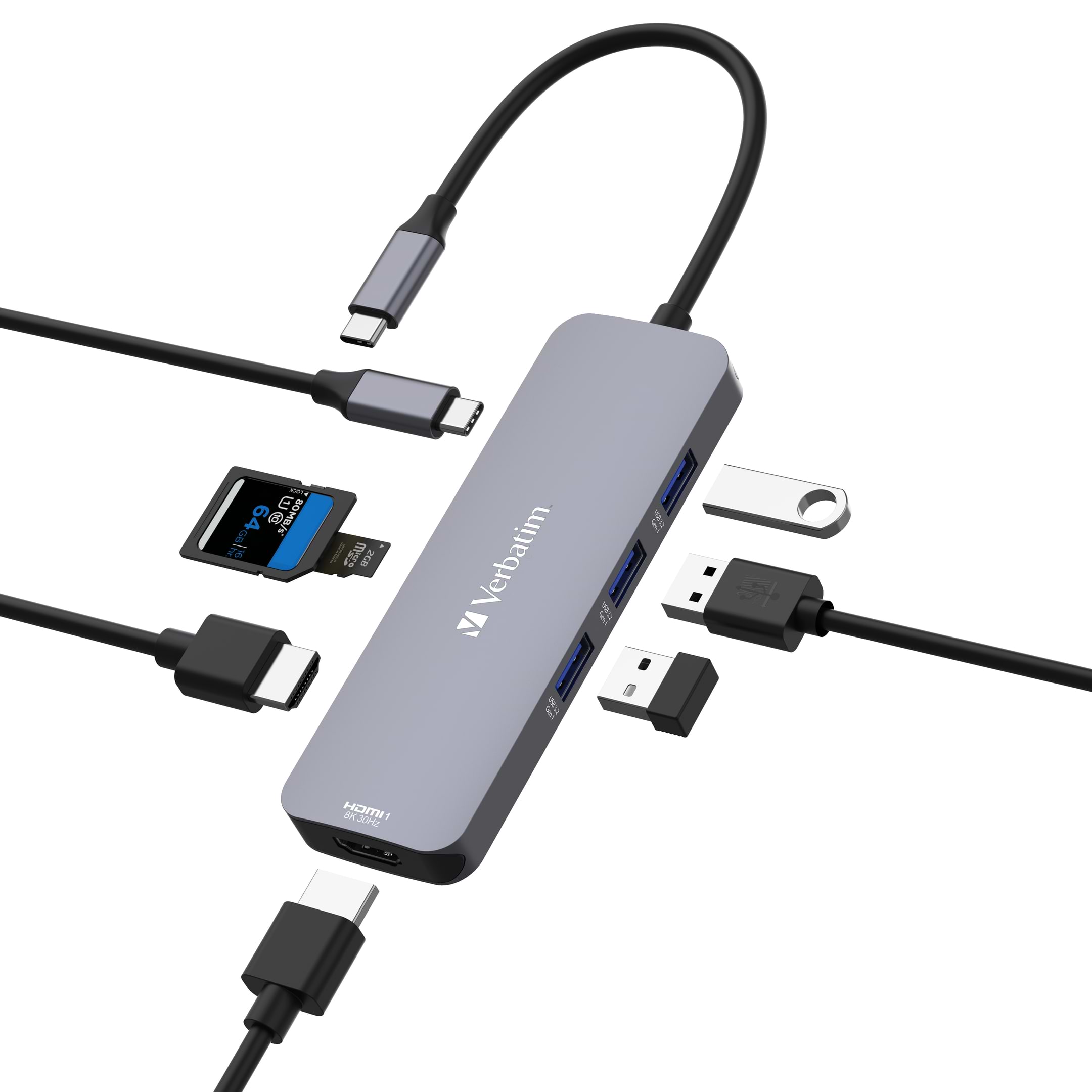 VERBATIM USB-C™PRO MULTIPORT HUB RJ45 | 2 x USB-A | USB-C® PD 32151