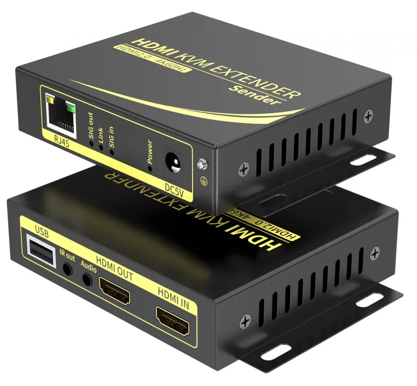 מרחיק KVM HDMI+USB על CAT6 עד 60מ ב-4K@60HZ עד 100מ ב-1080P@60HZ, תומך POC
