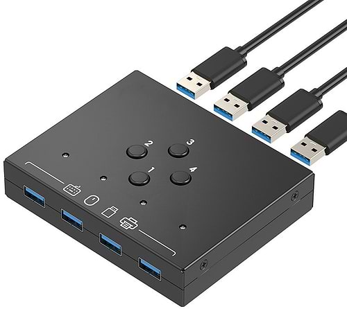מתג שיתוף USB3.0 לחיבור 4 אביזרי USB ל-4 מחשבים