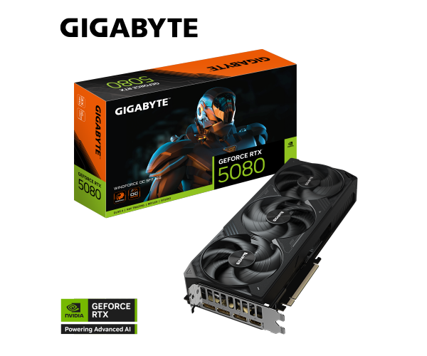 כרטיס מסך Gigabyte GeForce RTX 5080 WindForce SFF GV-N5080WF3-16GD