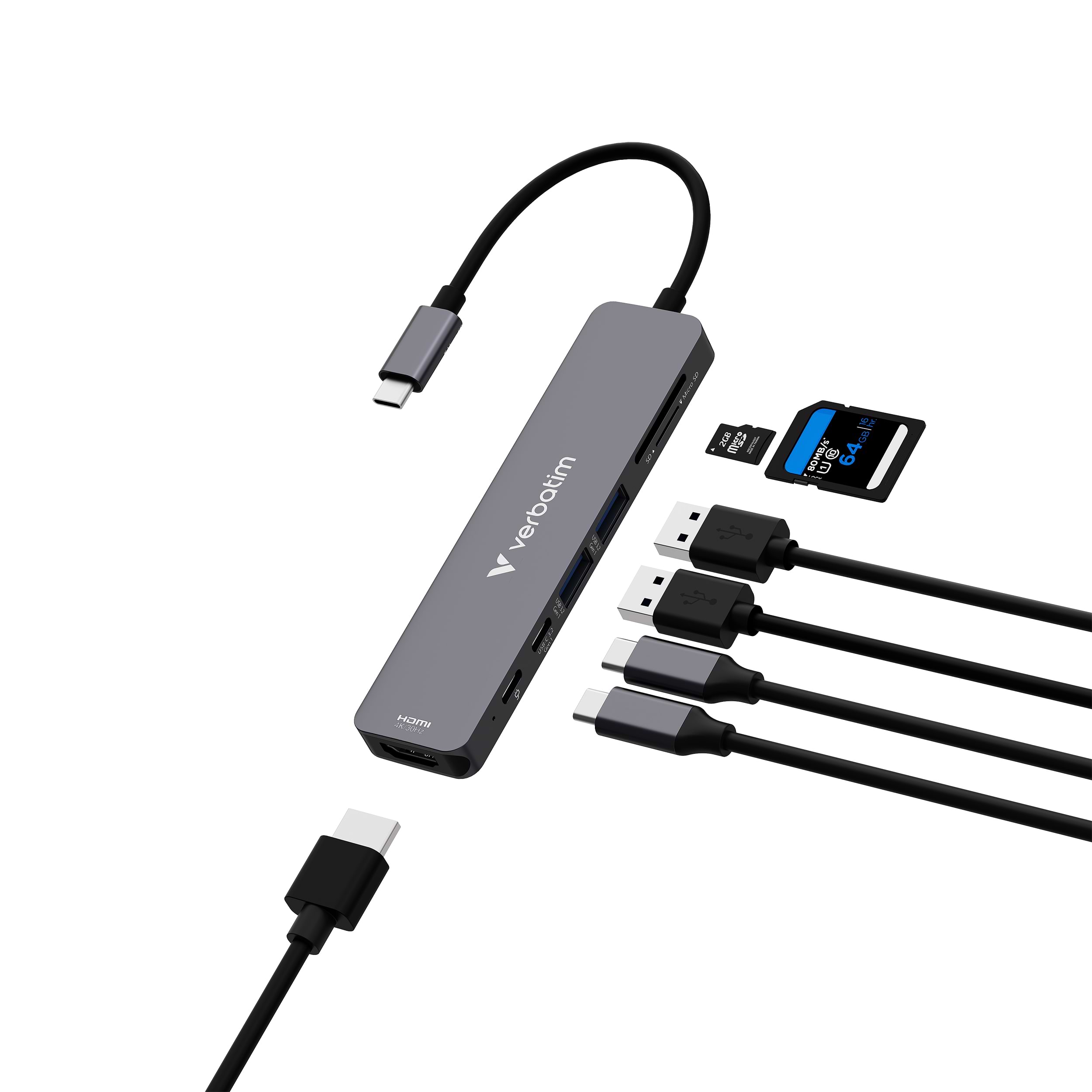 מתאם Verbatim USB-C Essentials Multiport Hub 7 Port 32158