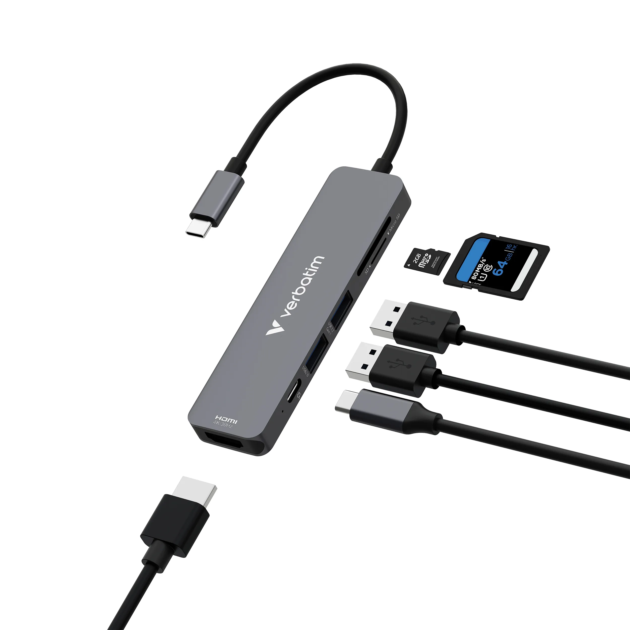 מתאם Verbatim USB-C Essentials Multiport Hub 6 Port with card read 32156