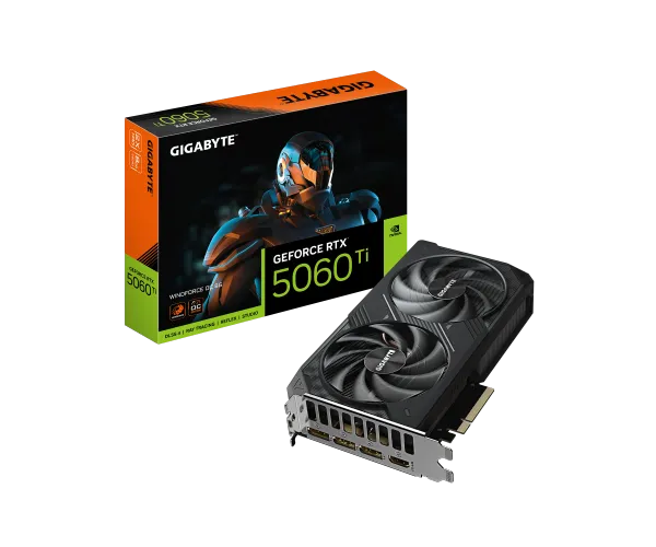 כרטיס מסך Gigabyte RTX 5060 Ti WindForce 2 8GB GV-N506TWF2-8GD