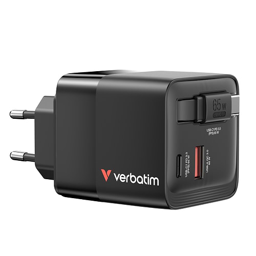 VERBATIM MINI CHARGER 65W WITH CABLE 32217