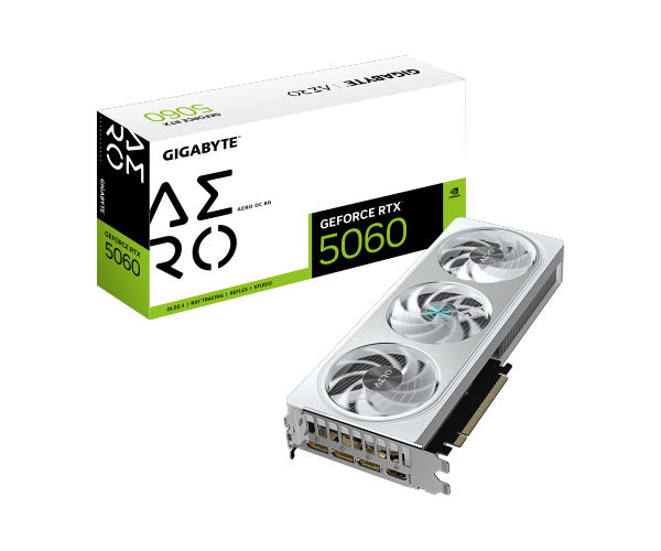 כרטיס מסך Gigabyte GeForce RTX 5060 AERO OC 8GB GV-N5060AERO OC-8GD
