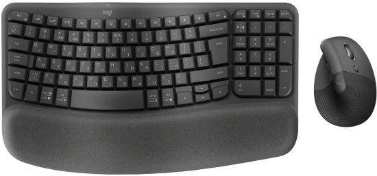סט מקלדת ועכבר אלחוטיים ארגונומיים Logitech Wave Keys + Lift 