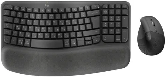 סט מקלדת ועכבר אלחוטיים ארגונומיים Logitech Wave Keys + Lift