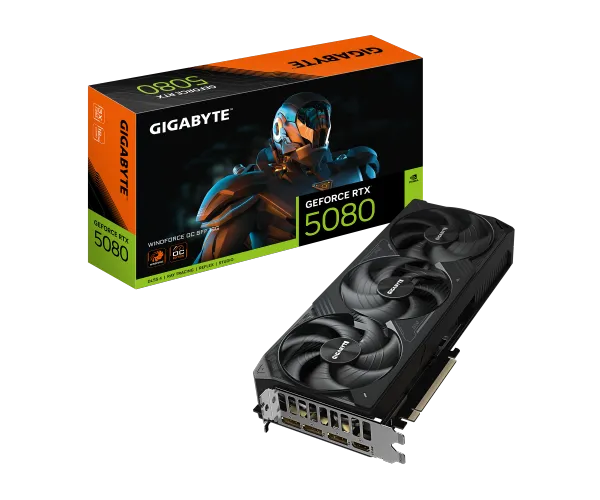 כרטיס מסך Gigabyte GeForce RTX 5080 WindForce OC SFF 16G GV-N5080WF3OC-16GD
