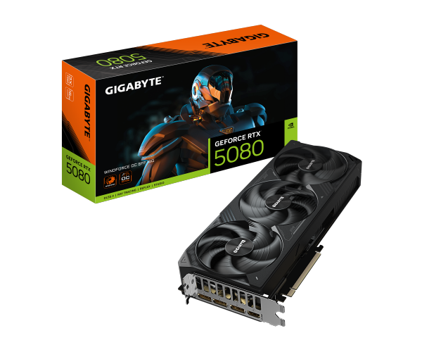 כרטיס מסך Gigabyte GeForce RTX 5080 WindForce OC SFF 16G GV-N5080WF3OC-16GD