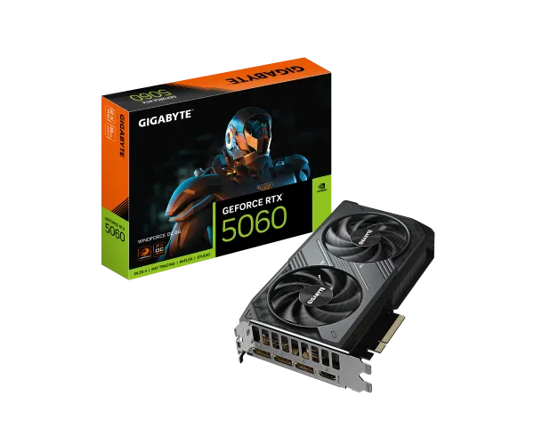 כרטיס מסך Gigabyte GeForce RTX 5060 8GB WIindForce 2 GV-N5060WF2OC-8GD