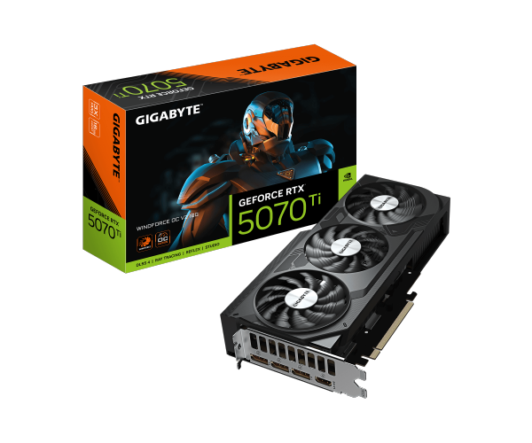 כרטיס מסך GIGABYTE GeForce RTX 5070 Ti WINDFORCE OC V2 16G GV-N507TWF3OCV2-16GD