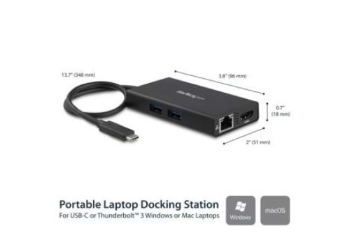 מתאם STARTECH USB-C MULTIPORT ADAPTER 4K HDMI / 2X USB-A PORTS / 60W / 1G LAN MAC & WINDOWS