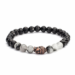Pulseira Mala Quartzo e Ágata Preta 15