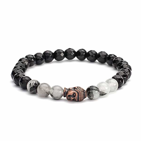 Pulseira Mala Quartzo e Ágata Preta 10