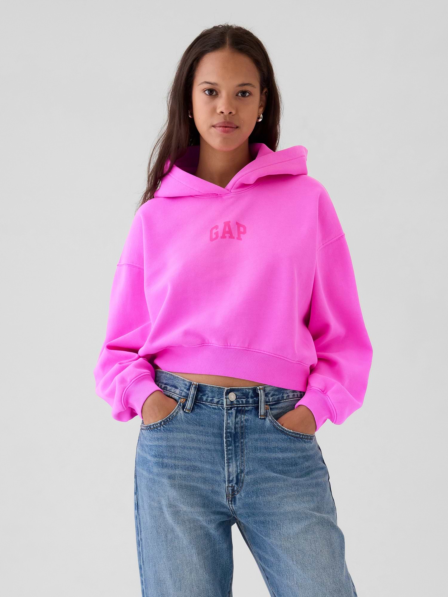 Arch Logo Cropped Hoodie