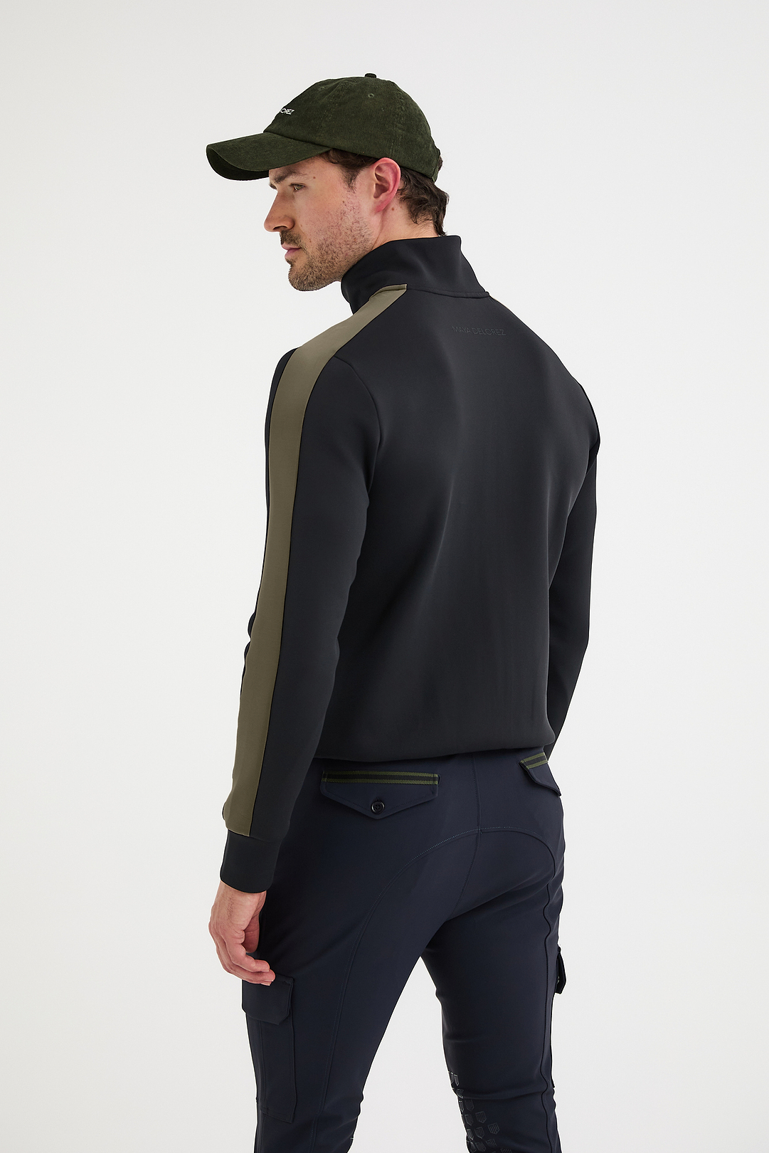 Mens Black/Dark Green Full-Zip Sweater | Maya Delorez
