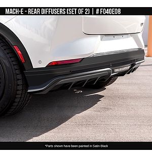 Ford Mach-E 2022-2024 Rear Diffuser Set Satin Black finish