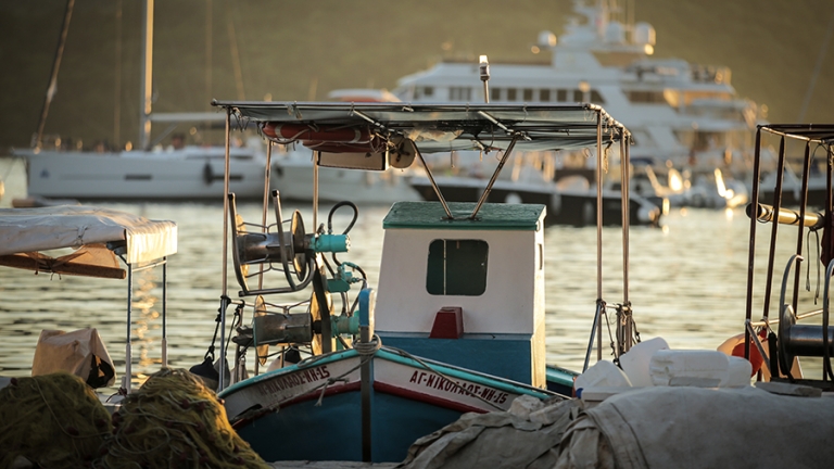Fishing boats in the local village harbour