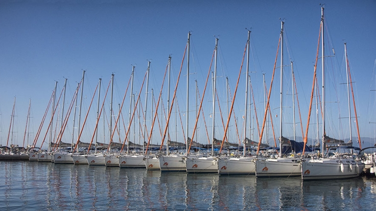 Yachts at Vounaki Beachclub marina