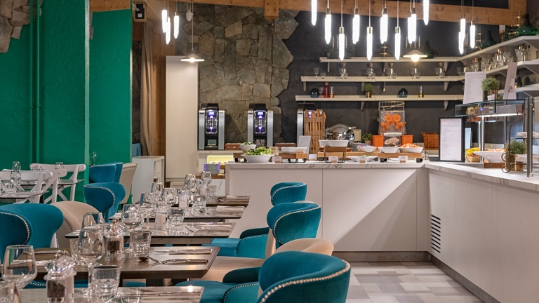 The stylish buffet area