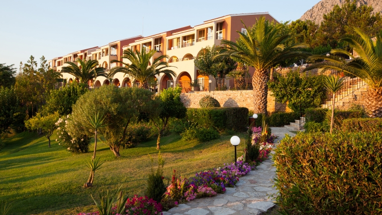 Room view from the gardens at Vounaki Beach Club