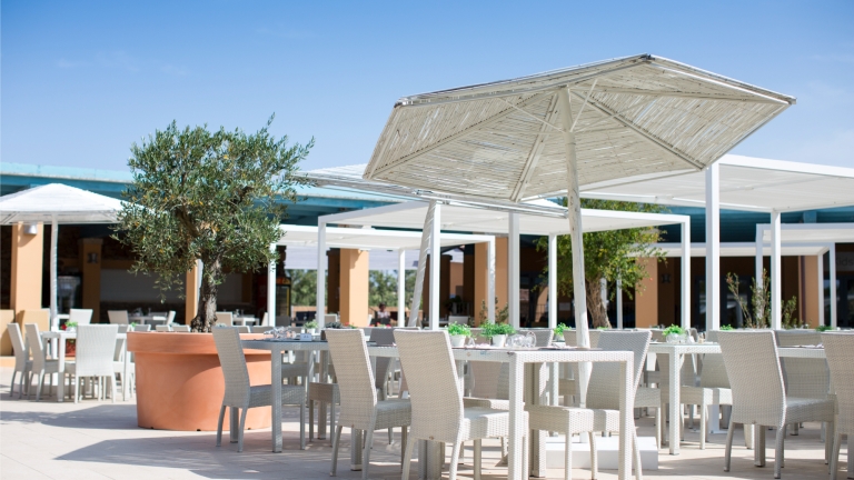 Restaurant terrace at Baia dei Mori Beach Club