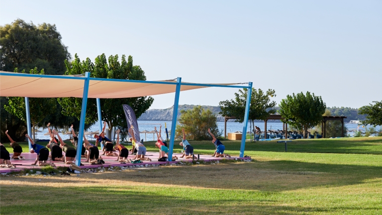 Fitness and spin deck at Levante Beach Club