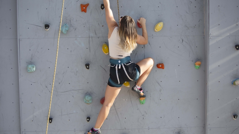 Try the climbing wall at Messini Beach Club