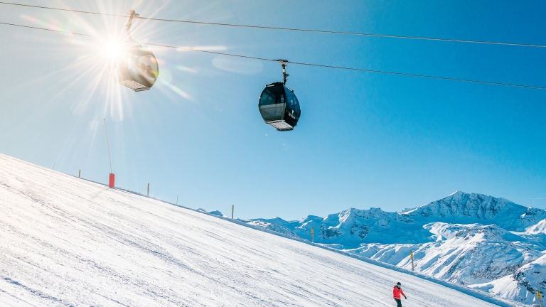 View of the Solaise slopes and gondola