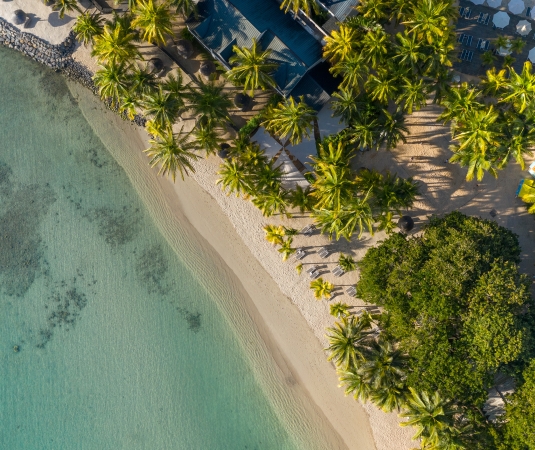 Aerial view of beach in Mauritius