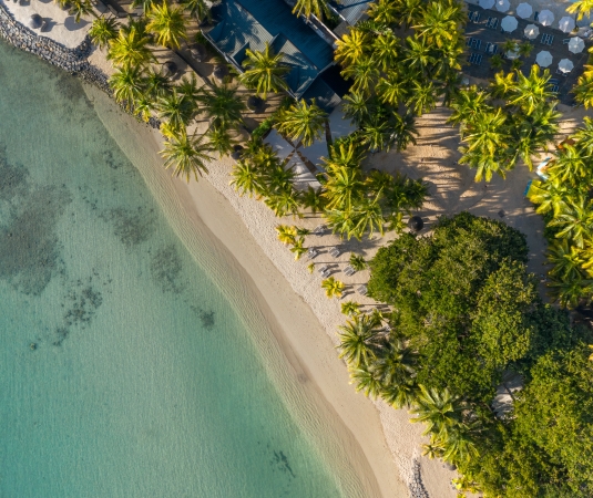 Aerial view of beach in Mauritius