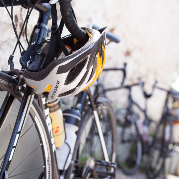 road bike and cycle helmet