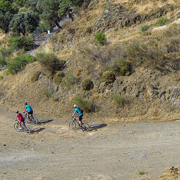 Aerial view of cycling on Lesvos, Greece