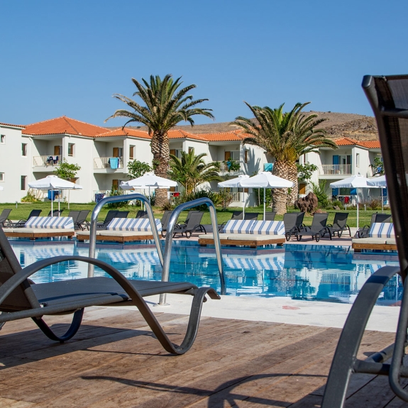 swimming pool and loungers