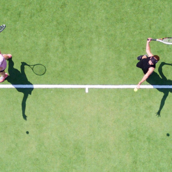 aerial view of tennis courts