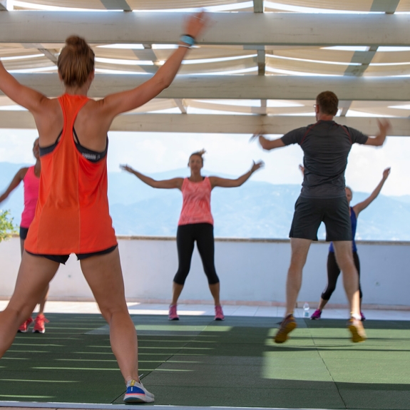 fitness on the roof top deck